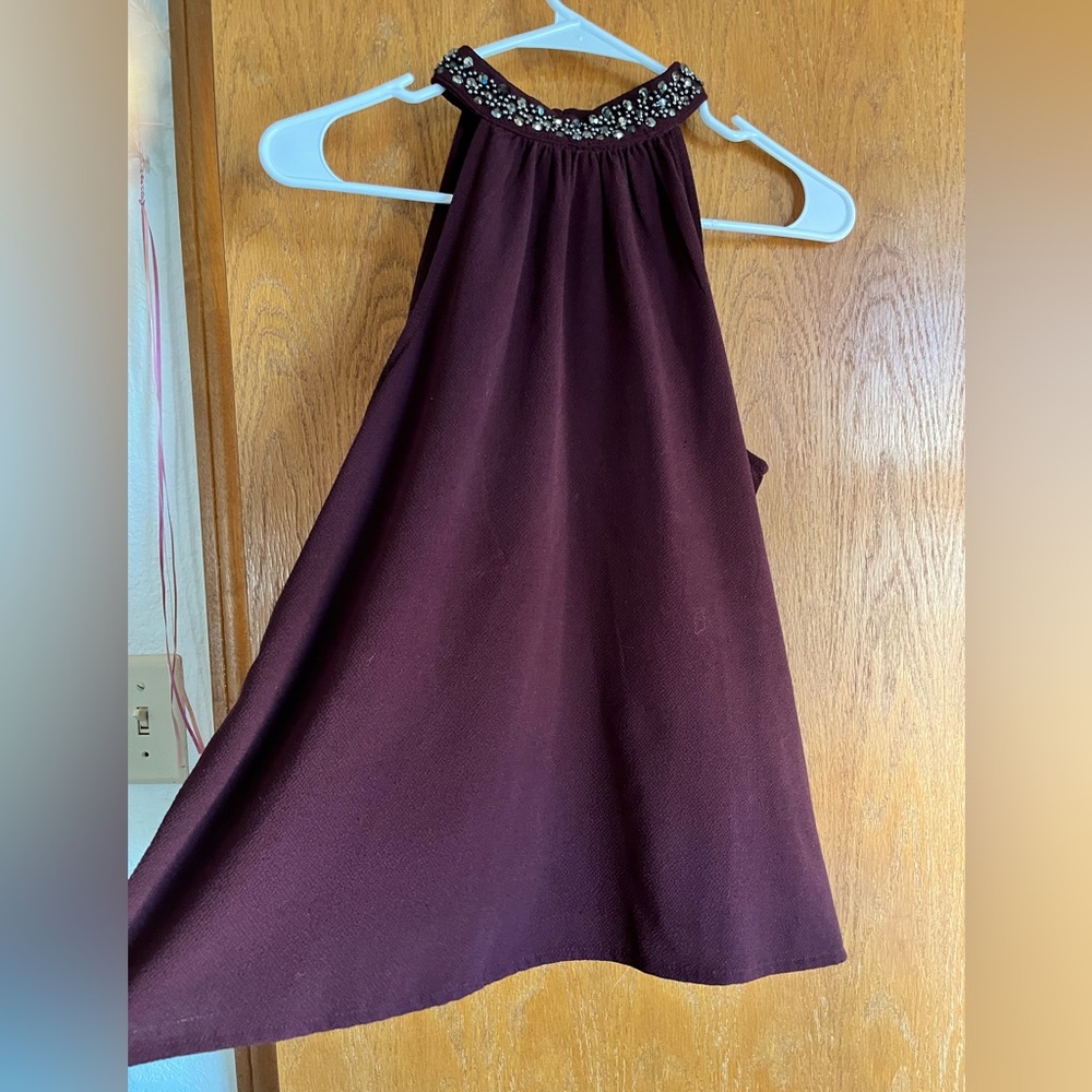 Embellished Halter Neck Blouse - Purple